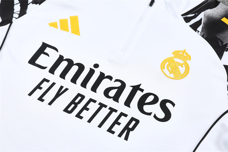 Real Madrid White/Black Tracksuit Half-Zip 25/26