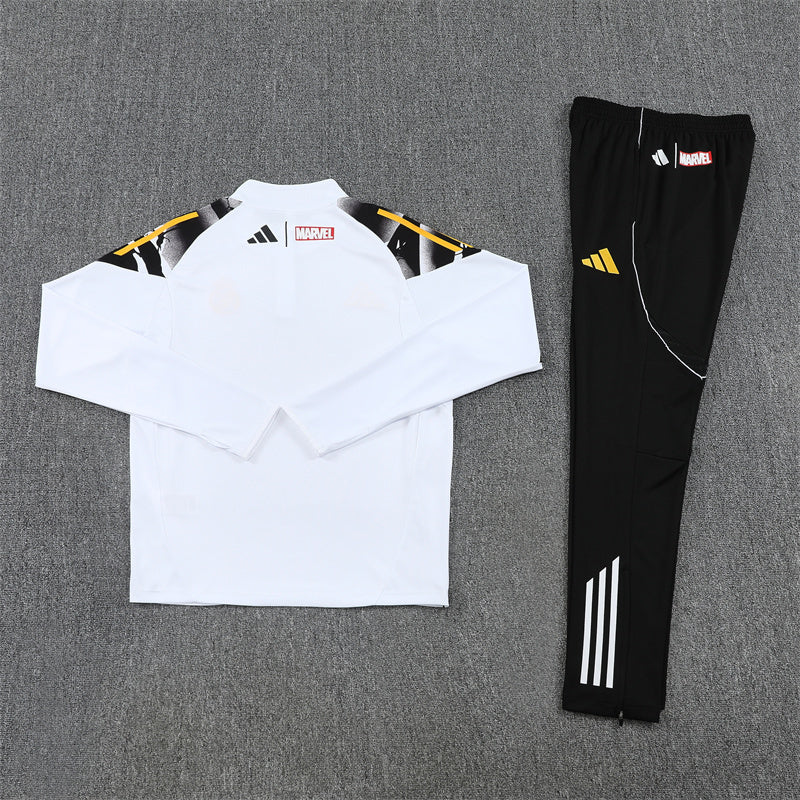 Real Madrid White/Black Tracksuit Half-Zip 25/26