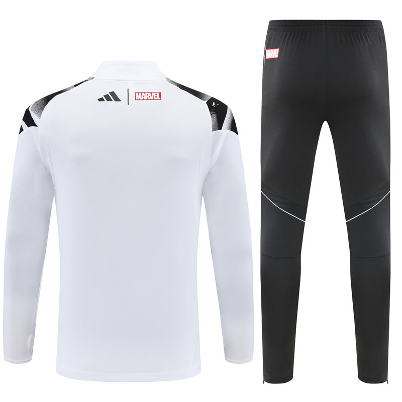 Real Madrid White/Black Tracksuit Half-Zip 25/26