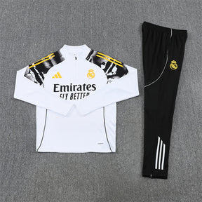 Real Madrid White/Black Tracksuit Half-Zip 25/26