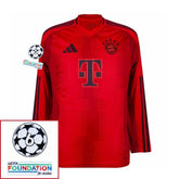 Bayern München Home Long Sleeve Fan Jersey 2024/25 Patches UCL UEFA Foundation (Official Printing)