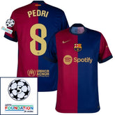 Barcelona Pedri 8 Home 2024/25 Patches UCL UEFA Foundation (Official Printing)