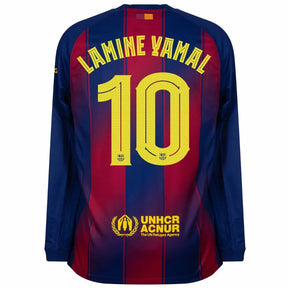 Barcelona Home Lamine Yamal 10 Fan Jersey Long Sleeve 2025/26