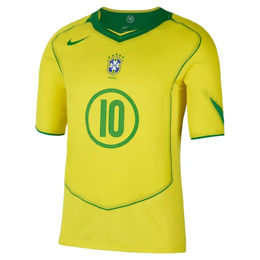 Brazil Ronaldinho 10 Retro Home Fan Jersey 2004-2005 (Reissue)