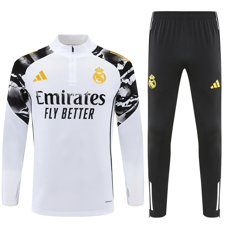 Real Madrid White/Black Tracksuit Half-Zip 25/26