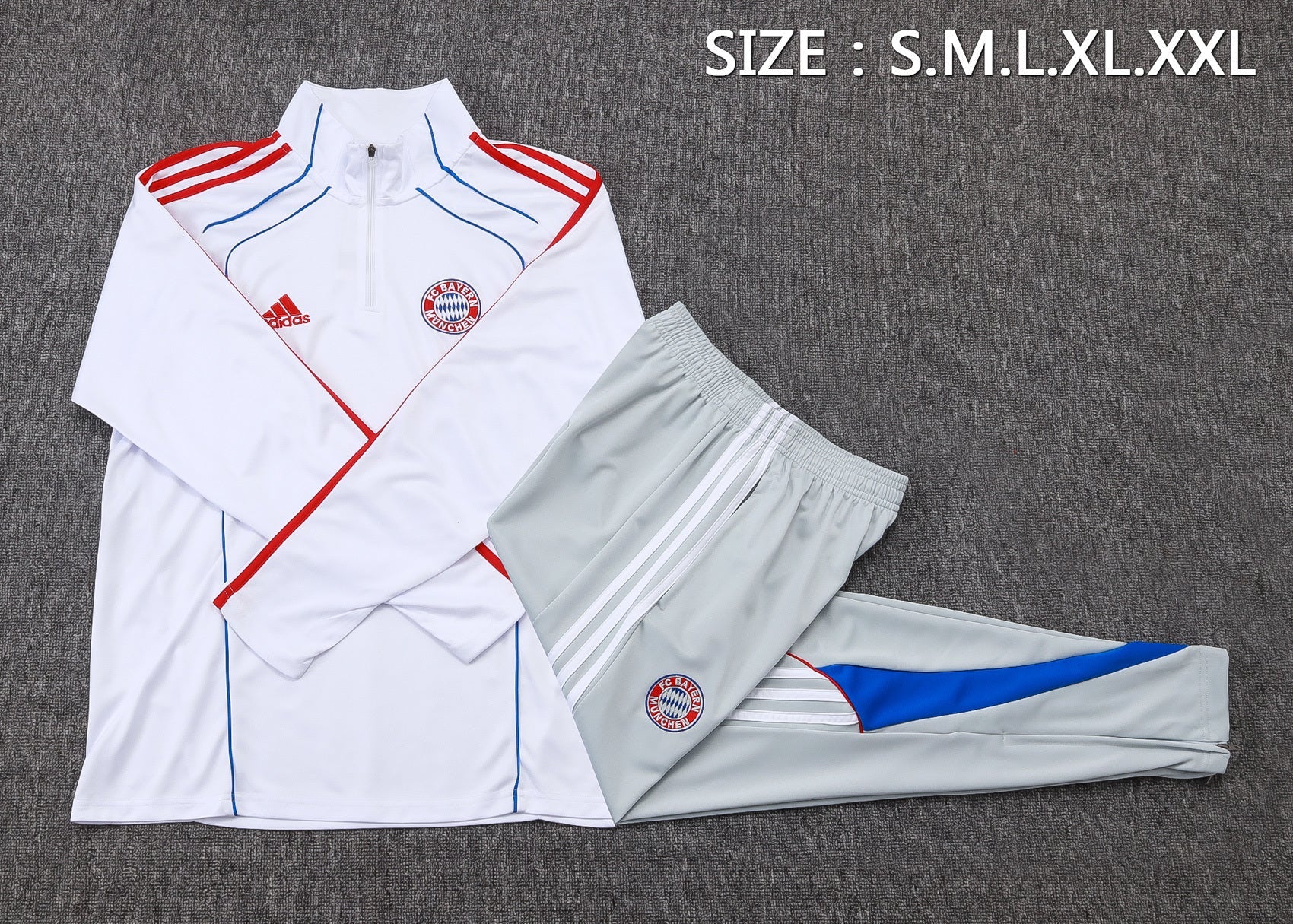 Bayern White/Gray Tracksuit Half-Zip 25/26